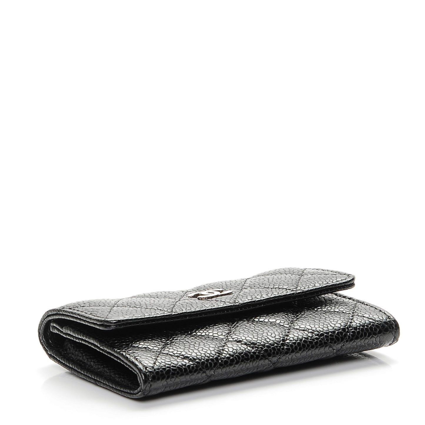 Caviar Quilted Flap Card Holder Black
