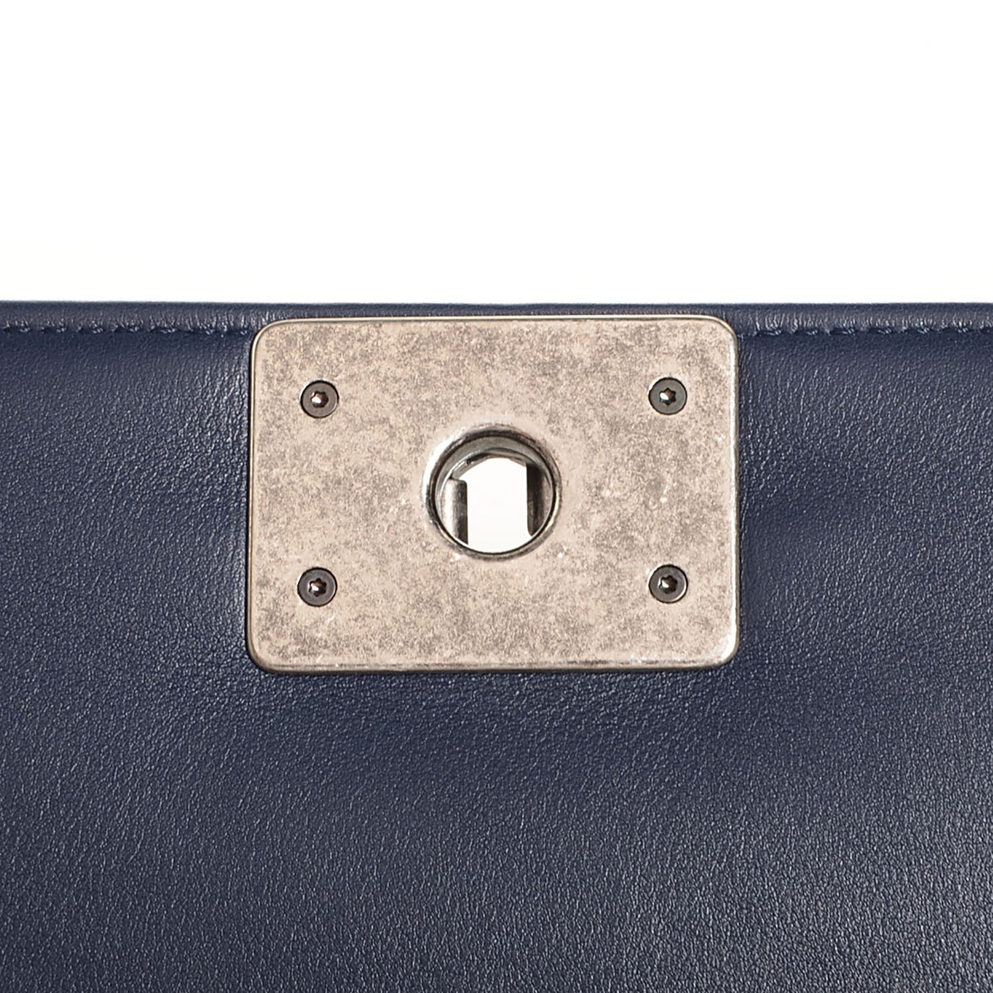 Lambskin Chevron Quilted New Medium Boy Flap Dark Navy Blue