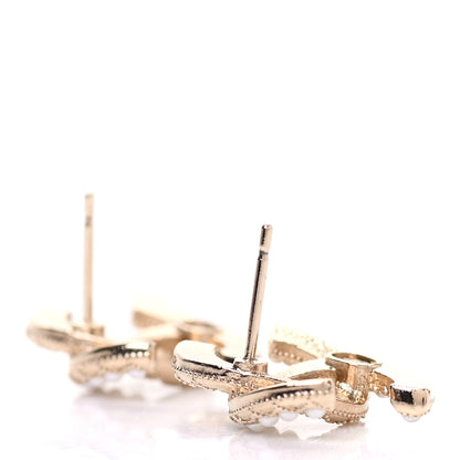 Chanel Crystal Pearl CC Earrings Gold 3 of 4