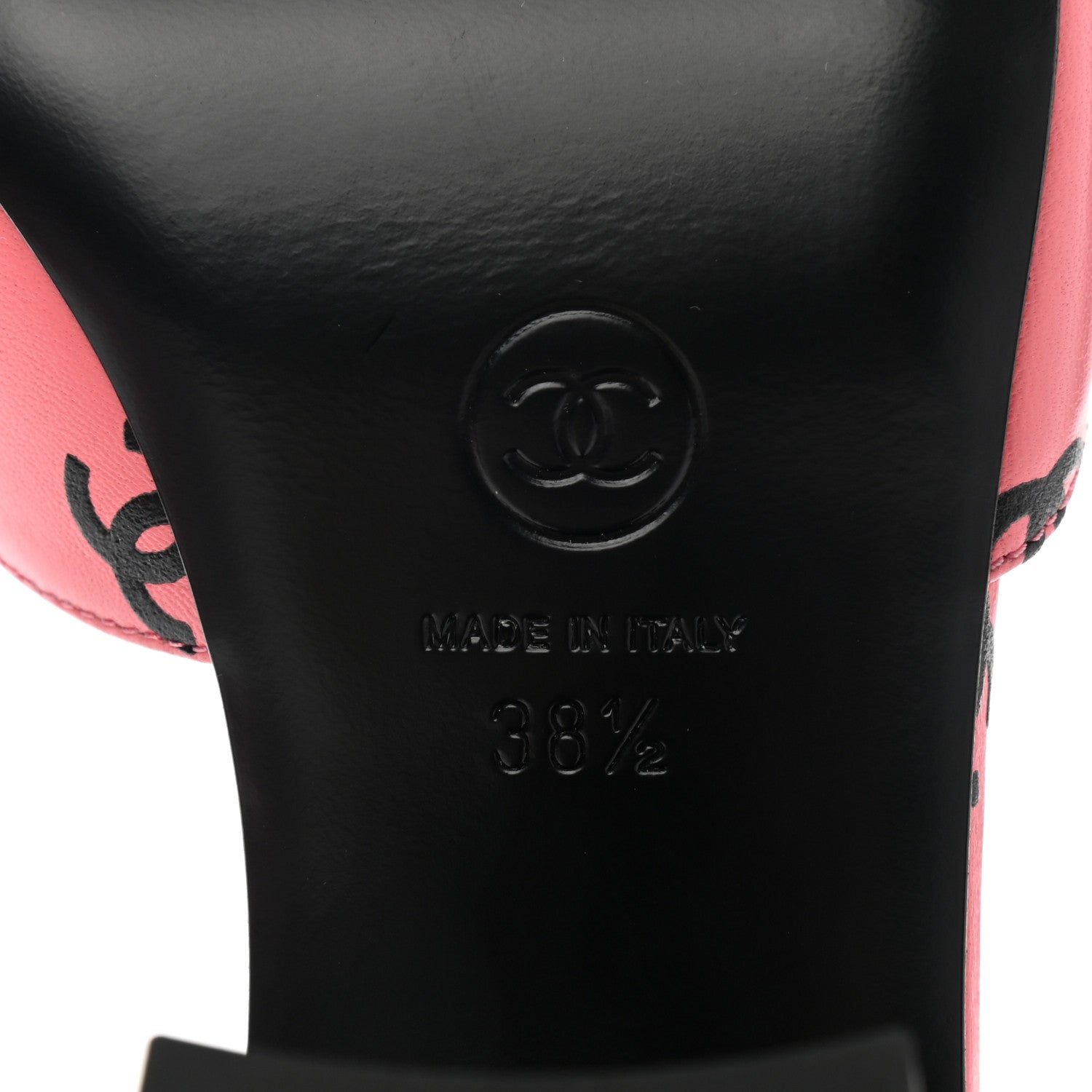 Chanel Lambskin Printed CC Sandals 38.5 Pink Black 6 of 9