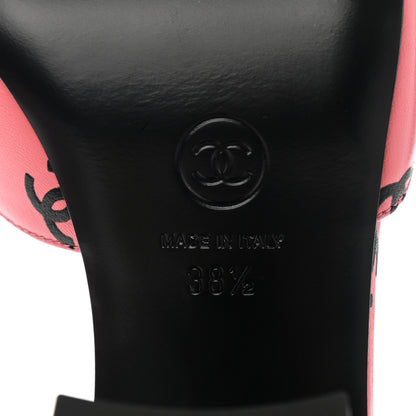 Chanel Lambskin Printed CC Sandals 38.5 Pink Black 6 of 9