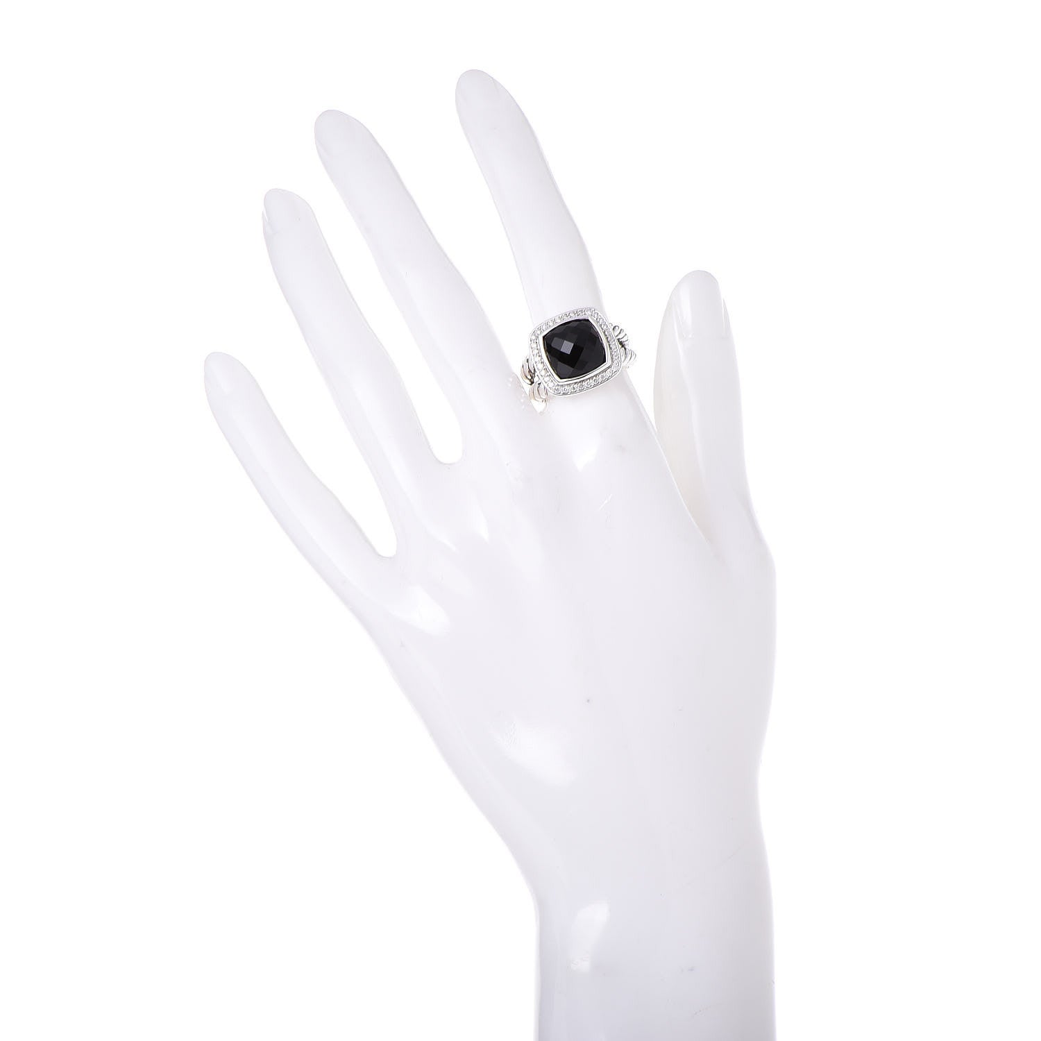 David Yurman Sterling Silver Diamond Black Onyx 11mm Albion Ring 54 7 2 of 5