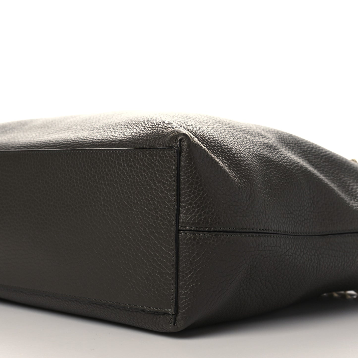 Grained Calfskin Rockstud Shoulder Tote Graphite
