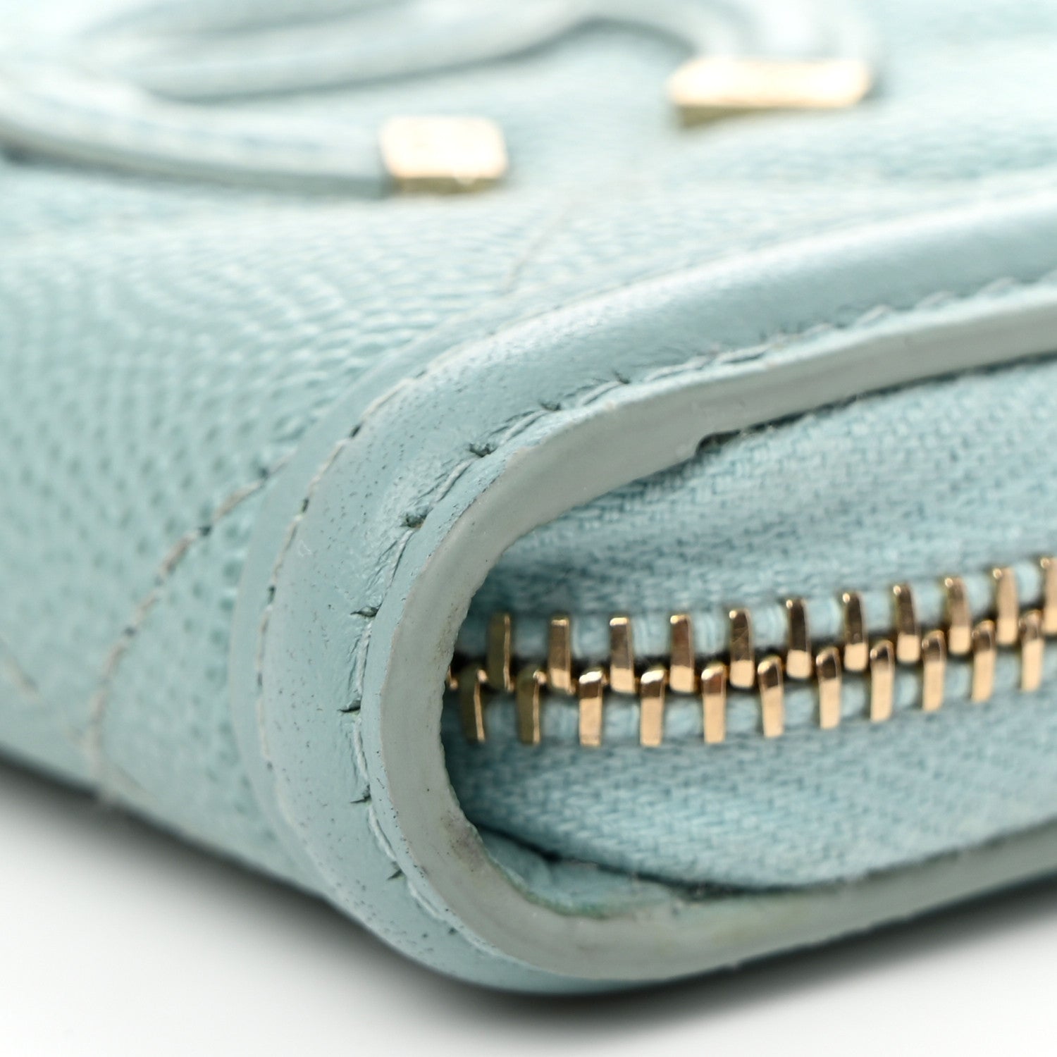 Chanel Caviar Quilted Filigree Coin Purse Light Blue 12 of 14