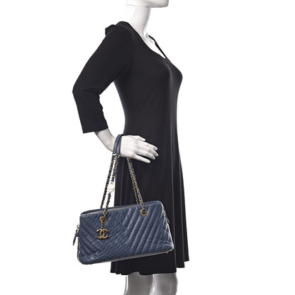 Chanel Calfskin Chevron Quilted Surpique Tote Blue 2 of 15
