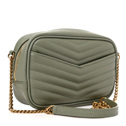Saint Laurent Grain De Poudre Matelasse Monogram Mini Lou Camera Bag Light Sage 2 of 8