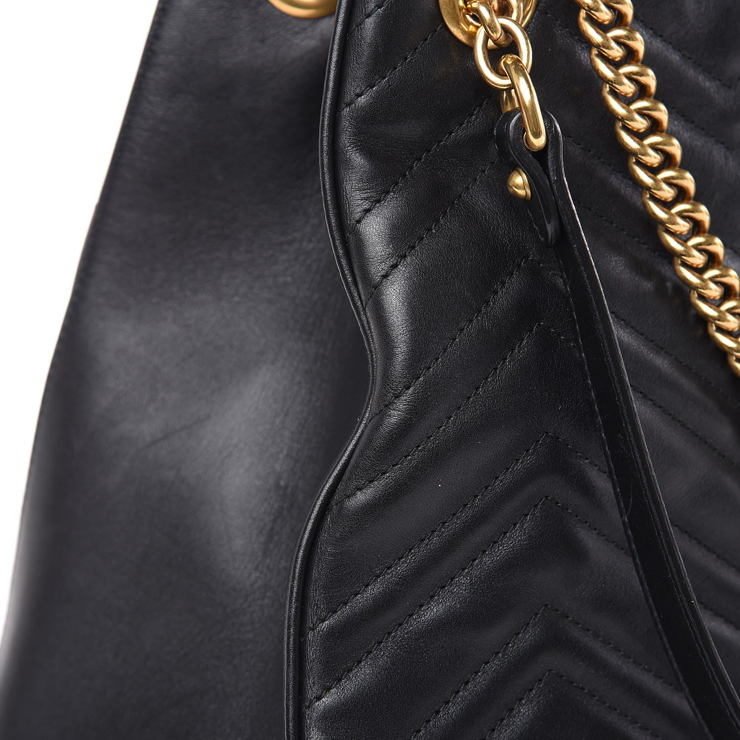 Gucci Calfskin Matelasse Medium GG Marmont Shoulder Tote Bag Black 14 of 19
