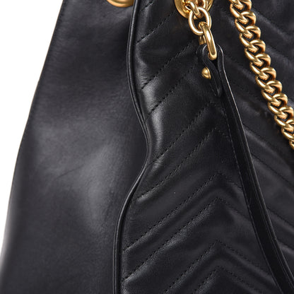 Gucci Calfskin Matelasse Medium GG Marmont Shoulder Tote Bag Black 14 of 19
