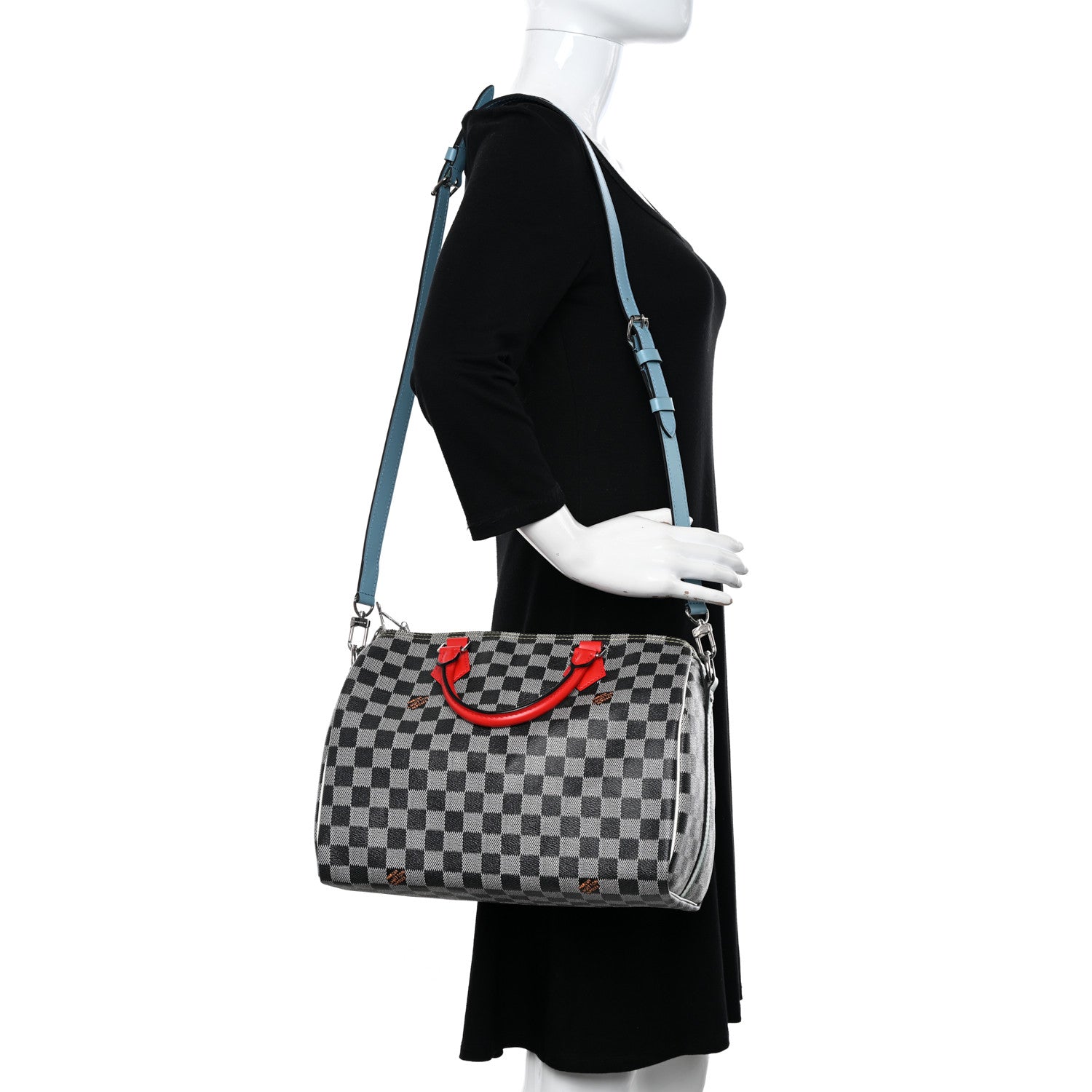 Louis Vuitton Damier Speedy Bandouliere 30 Black White 2 of 10