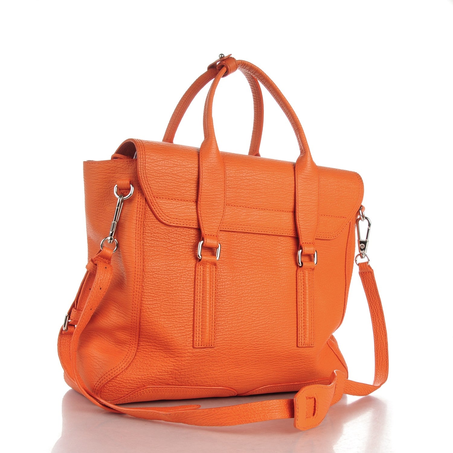 3.1 Phillip Lim 3.1 Textured Calfskin Large Pashli Satchel Mandarin 3 of 7