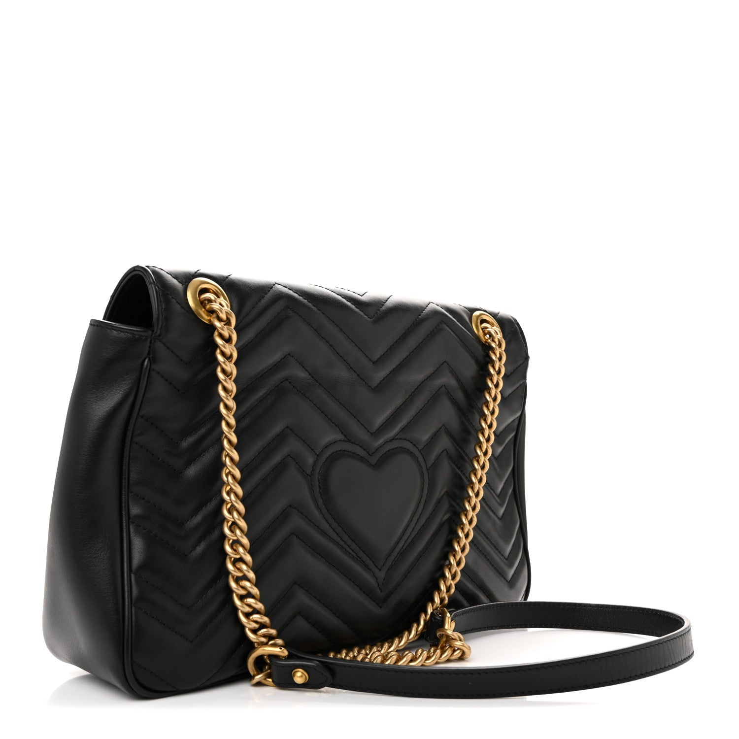 Gucci Calfskin Matelasse Medium GG Marmont Shoulder Bag Black 5 of 23