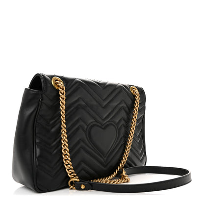 Gucci Calfskin Matelasse Medium GG Marmont Shoulder Bag Black 5 of 23