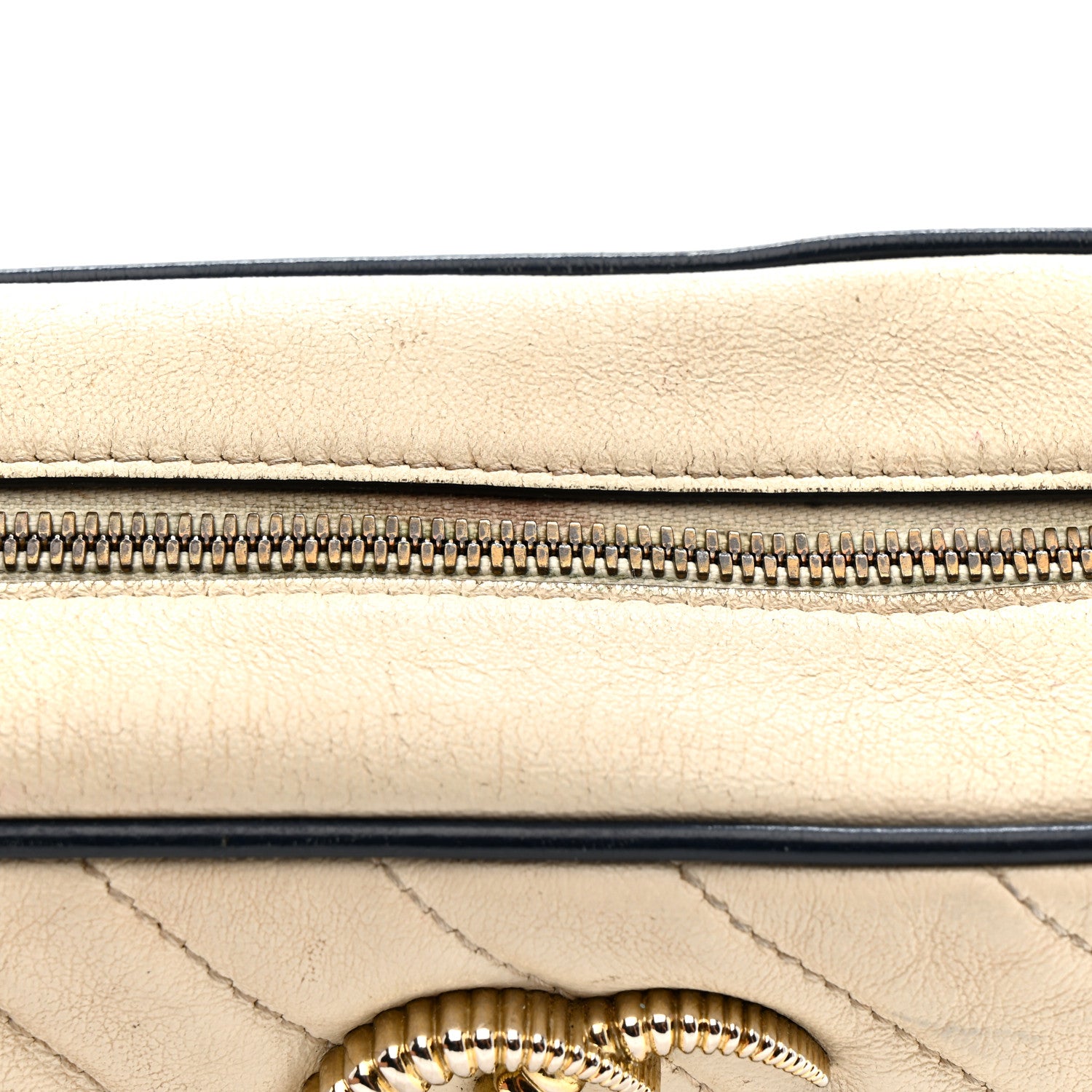 Gucci Vintage Effect Calfskin Matelasse Diagonal Small Torchon GG Marmont Chain Shoulder Bag Mystic White Blue Agata 16 of 21