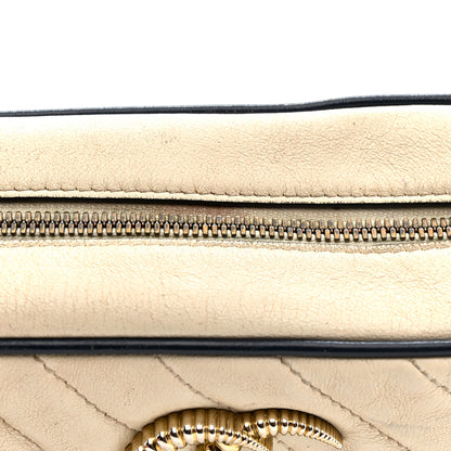 Gucci Vintage Effect Calfskin Matelasse Diagonal Small Torchon GG Marmont Chain Shoulder Bag Mystic White Blue Agata 16 of 21