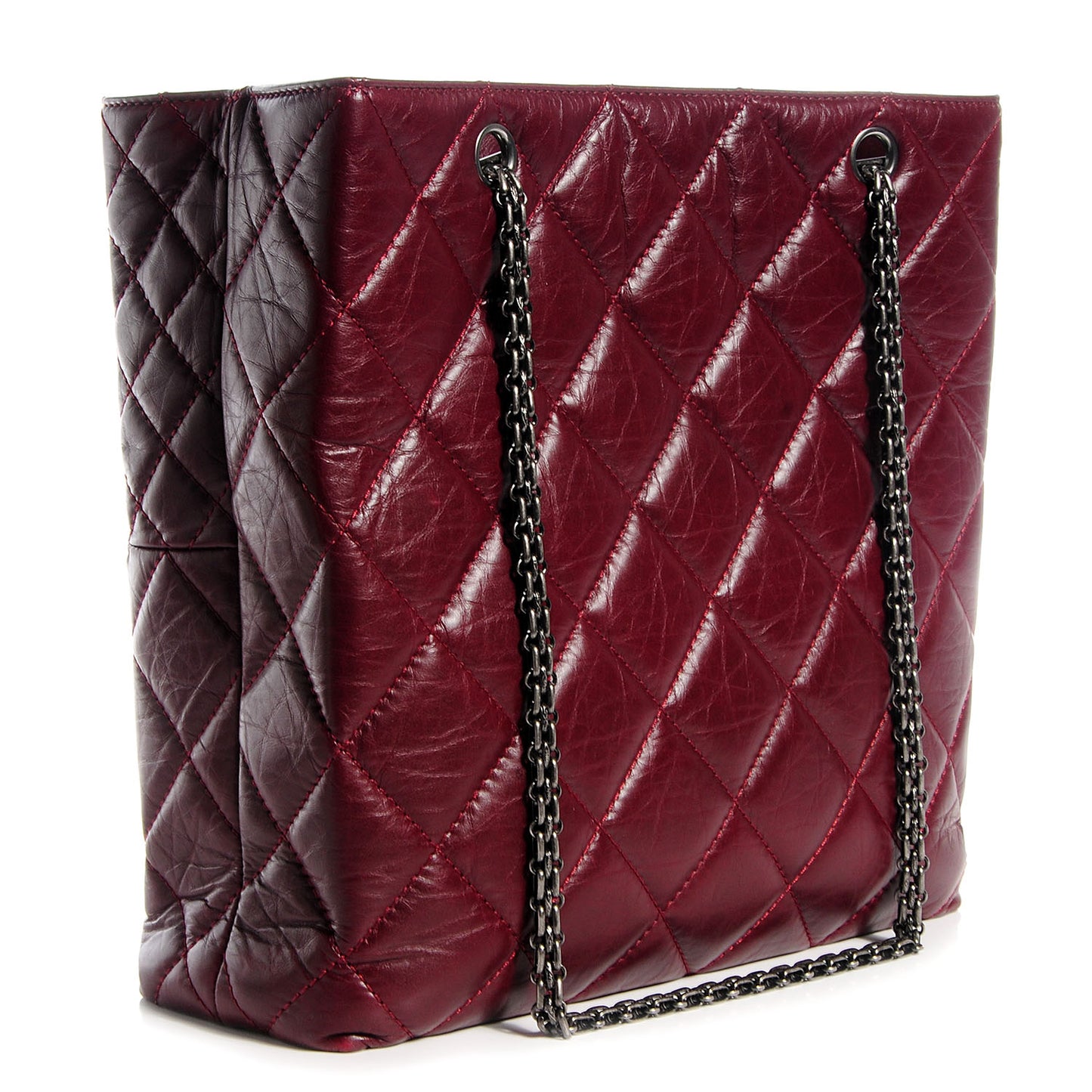 Aged Calfskin Reissue 2.55 Tote Dark Red
