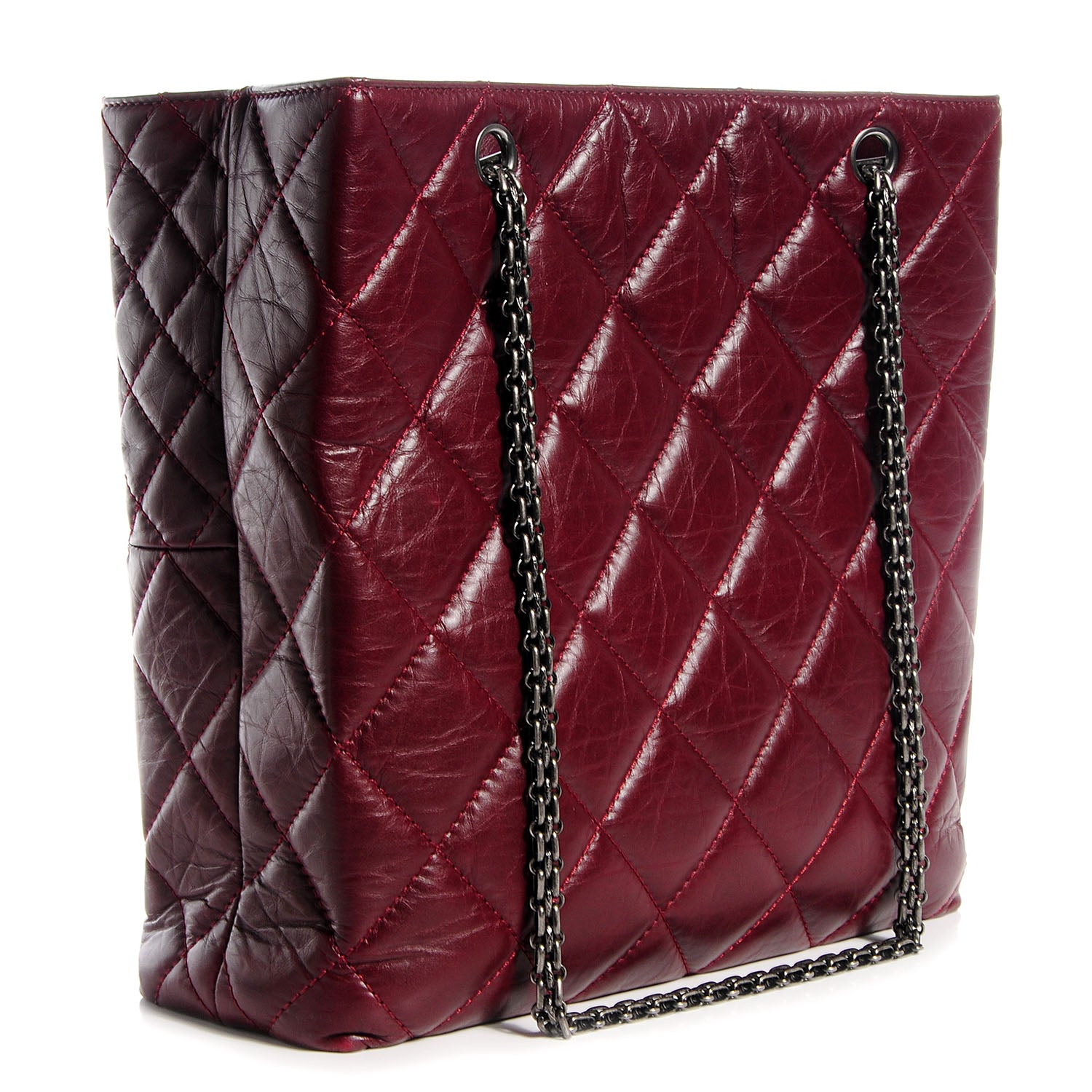 Chanel Aged Calfskin Reissue 2.55 Tote Dark Red 3 of 7