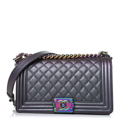 Chanel Iridescent Goatskin Quilted Medium Boy Flap Purple 1 of 4