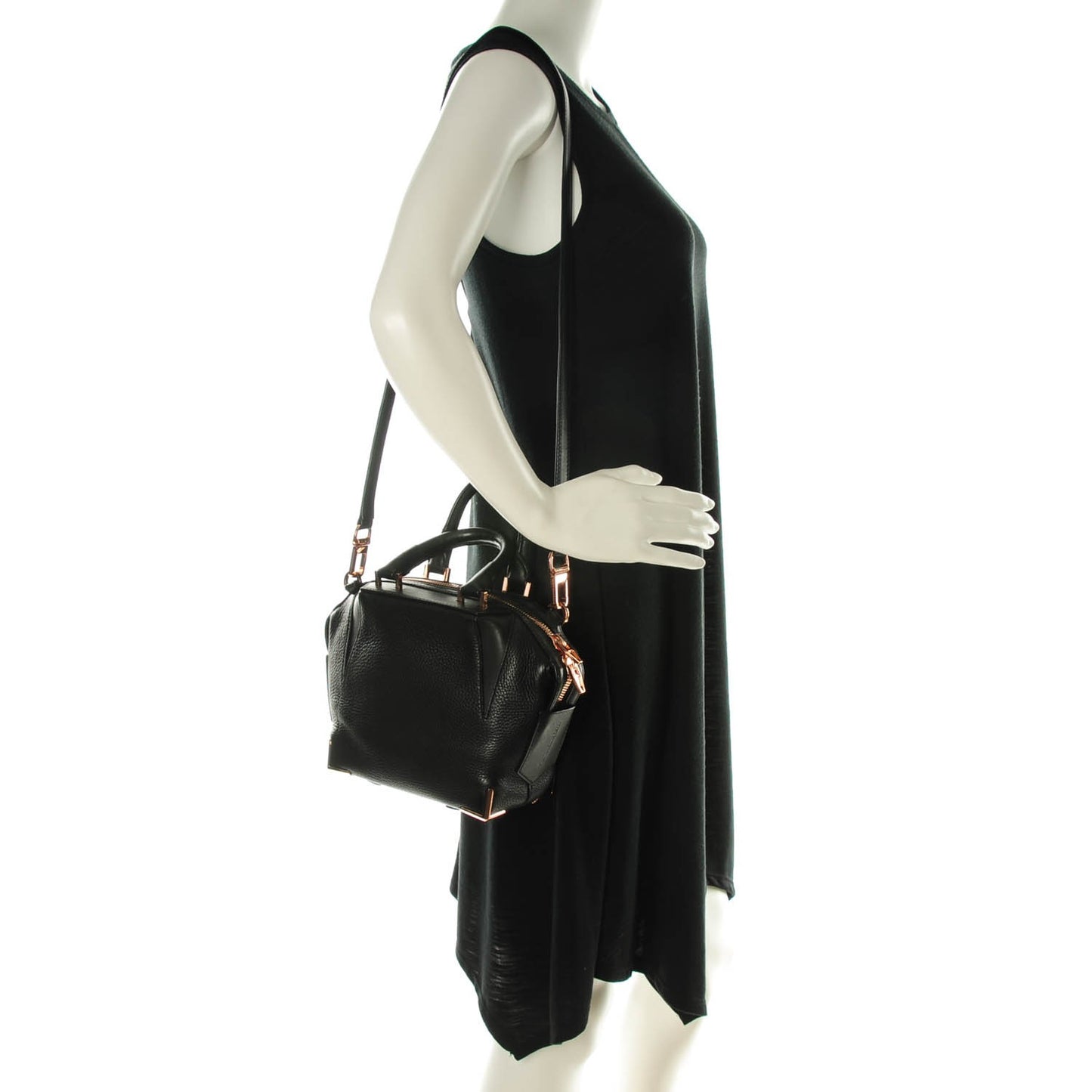 Pebbled Calfskin Mini Emile Black Rose Gold Hardware