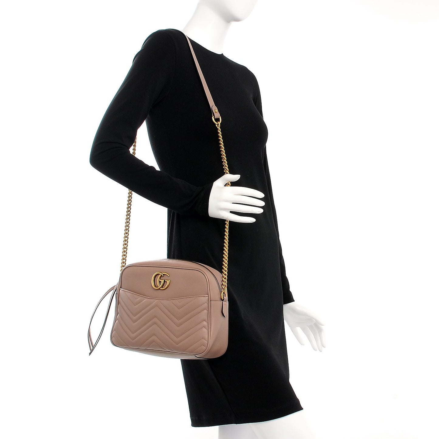 Calfskin Matelasse Medium GG Marmont Chain Shoulder Bag Porcelain Rose