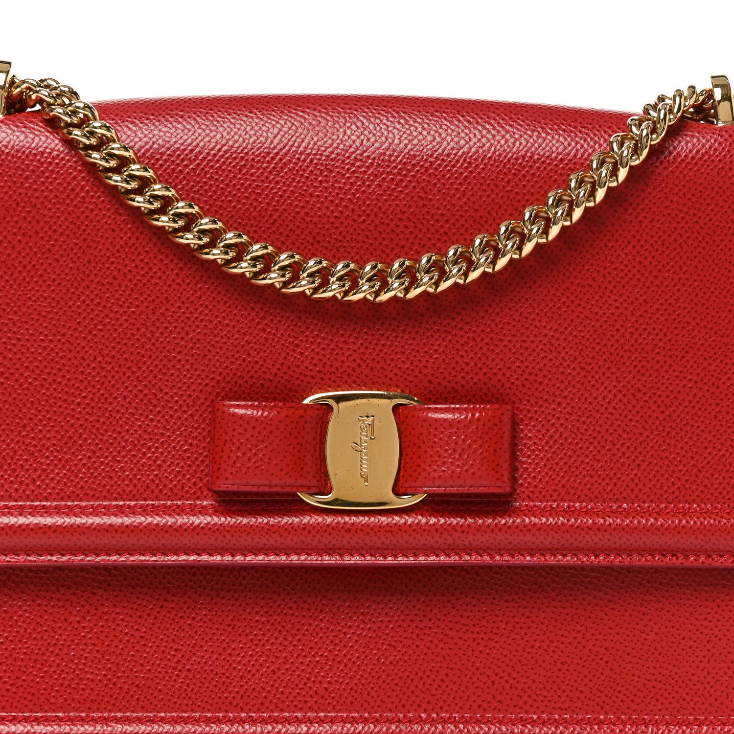 Salvatore Ferragamo Printed Calfskin Ginny Shoulder Bag Red 7 of 9