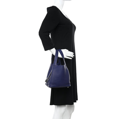 Hermes Taurillon Clemence Picotin Lock 18 PM Bleu Encre 2 of 11