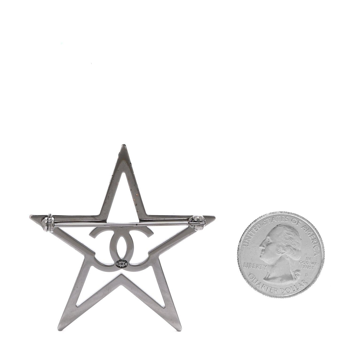 Chanel Ruthenium Crystal Star CC Brooch Blue 2 of 4