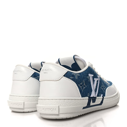 Louis Vuitton Calfskin Monogram Denim Womens Charlie Sneakers 38 White Blue 4 of 8