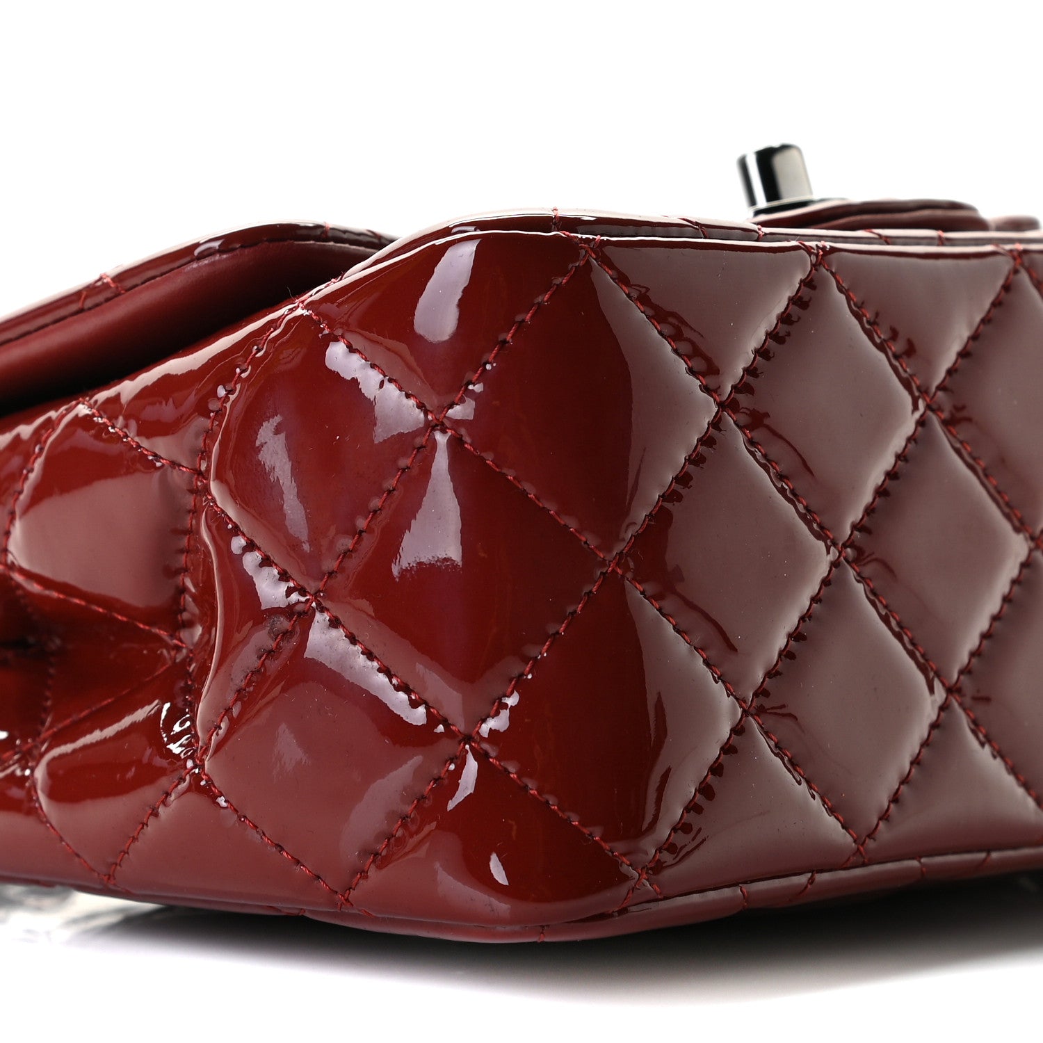 Chanel Patent Quilted Mini Square Flap Dark Red 5 of 11
