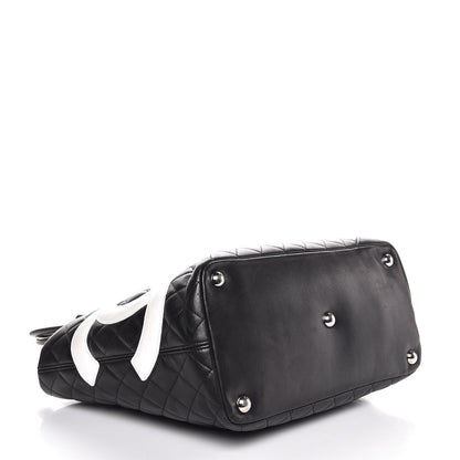 Chanel Calfskin Quilted Large Cambon Tote Black White 4 of 8