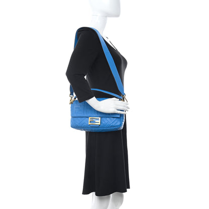 Fendi Nappa FF 1974 Embossed Baguette Blue Royal 2 of 15