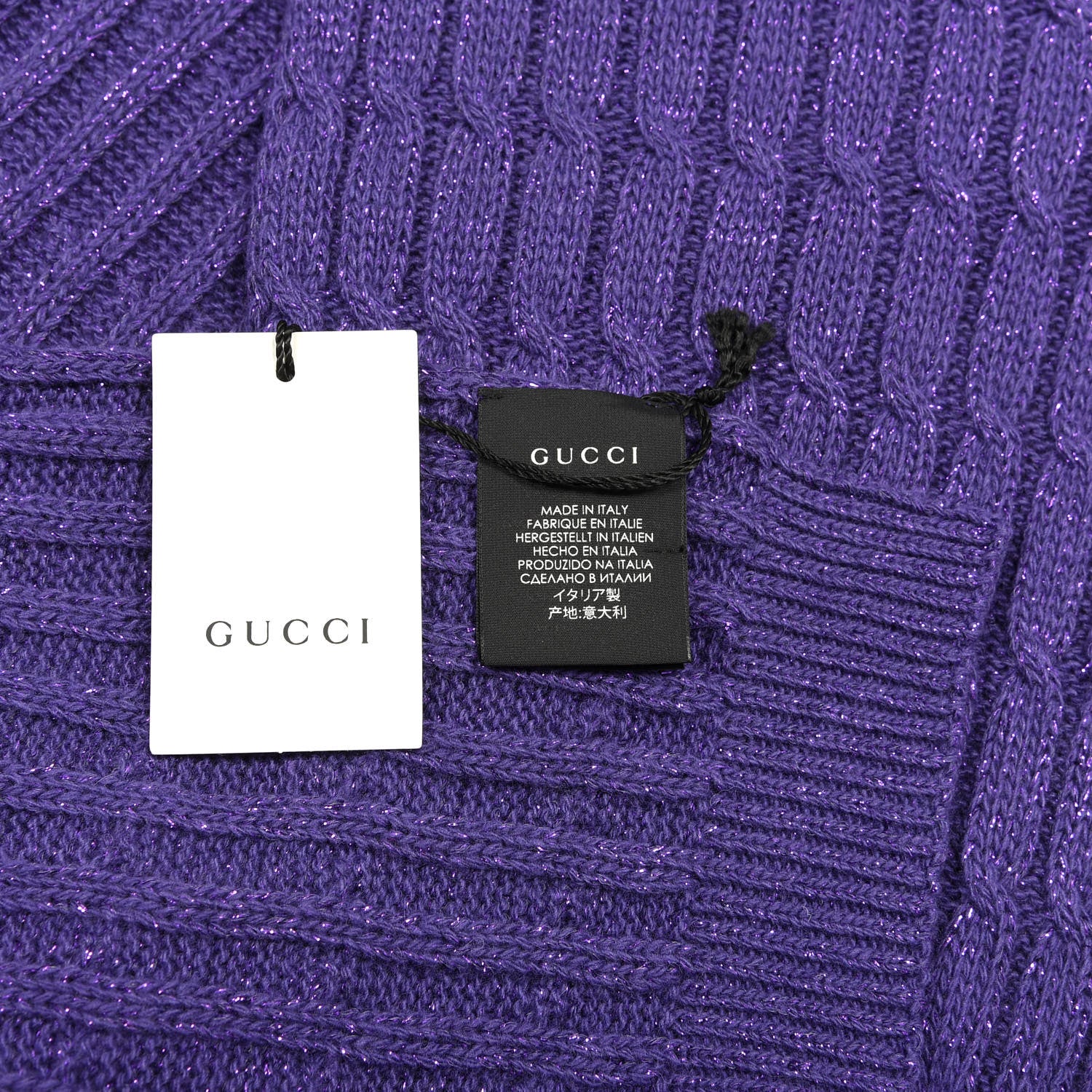 Gucci Wool Knit Shine Reg Scarf Parma Violet Dark Purple 4 of 4
