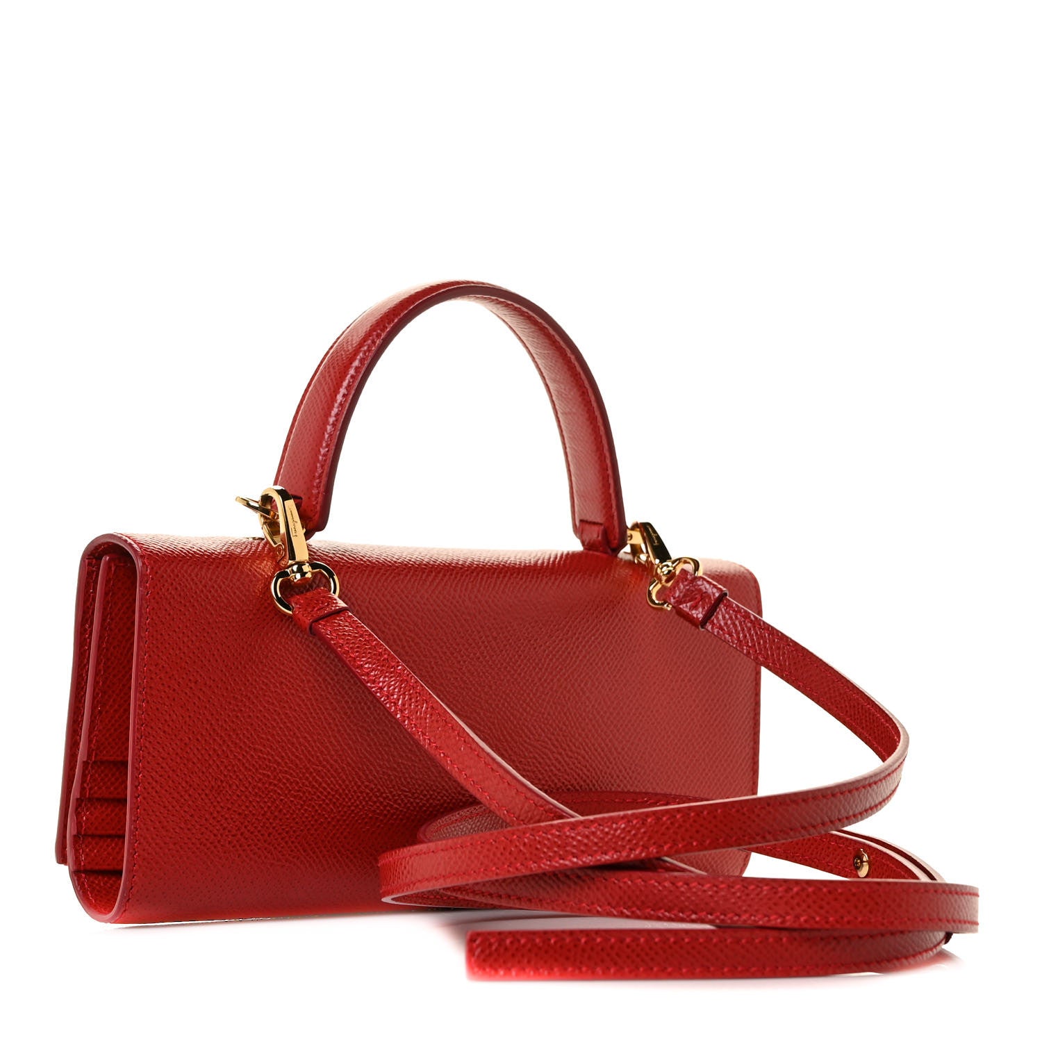 Salvatore Ferragamo Hammered Calfskin Donna Bow Clutch Red 5 of 15