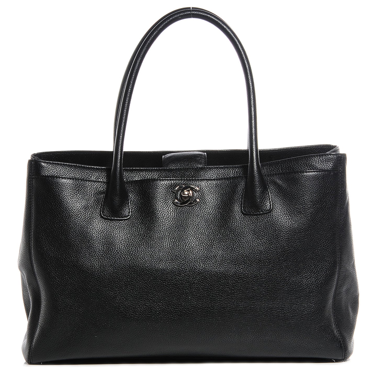 Calfskin Cerf Executive Shopper Tote Black