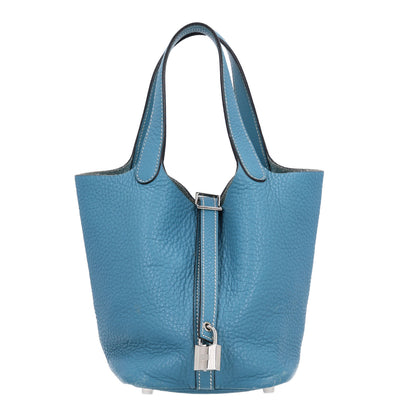 Hermes Taurillon Clemence Picotin Lock 18 PM Blue Jean 1 of 10