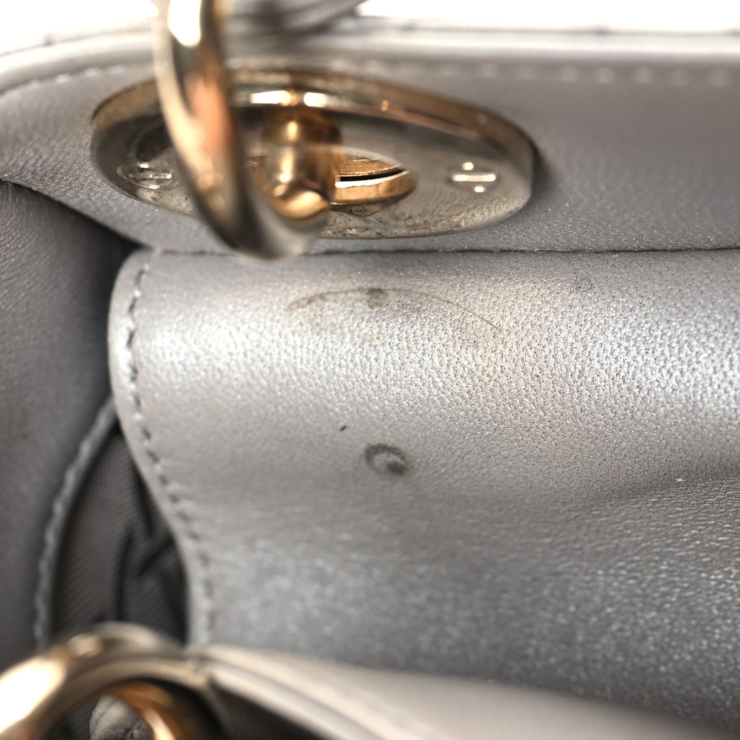 Christian Dior Metallic Lambskin Cannage Mini Lady Dior Grey 11 of 15