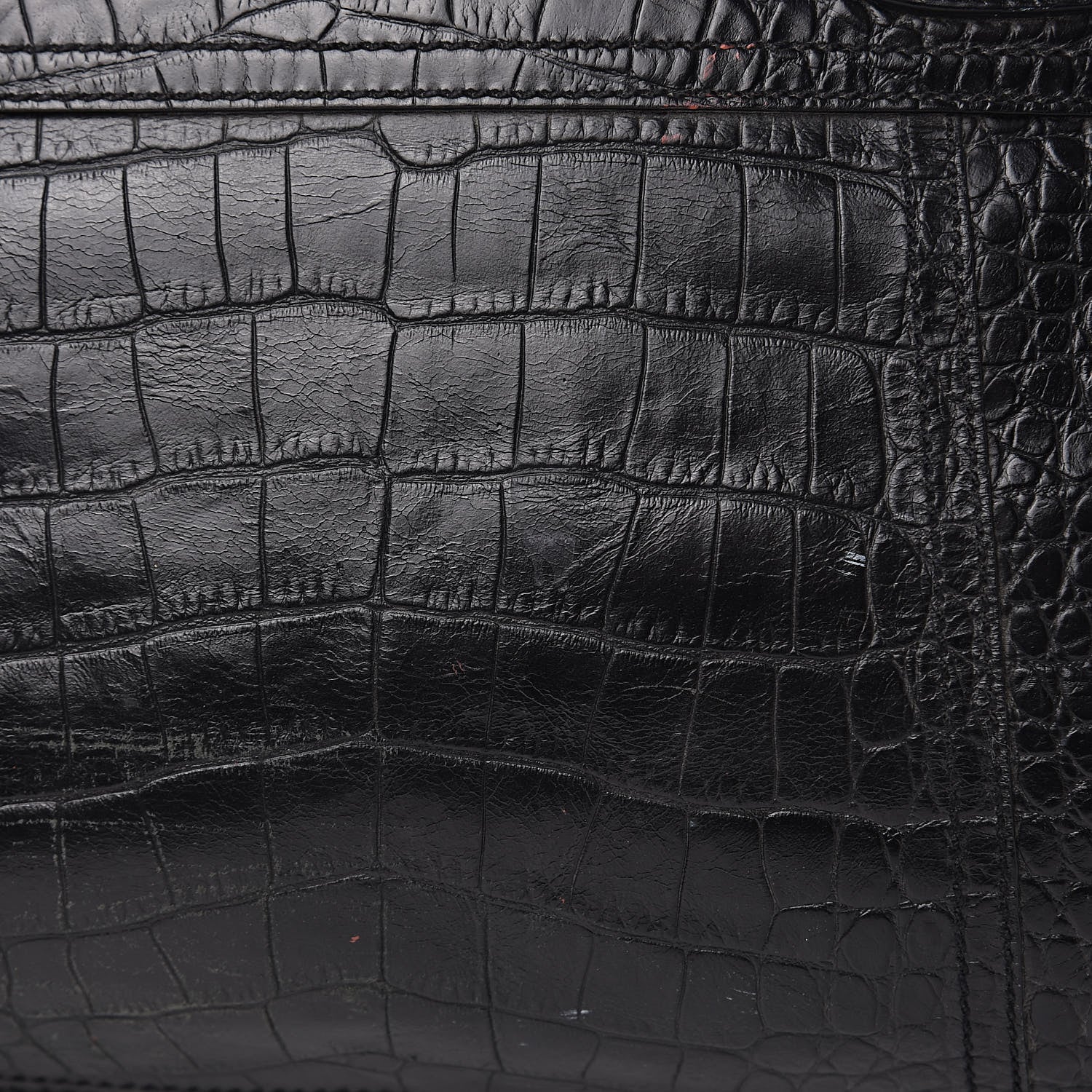 Prada Shiny Calfskin Crocodile Embossed Tote Black 14 of 17