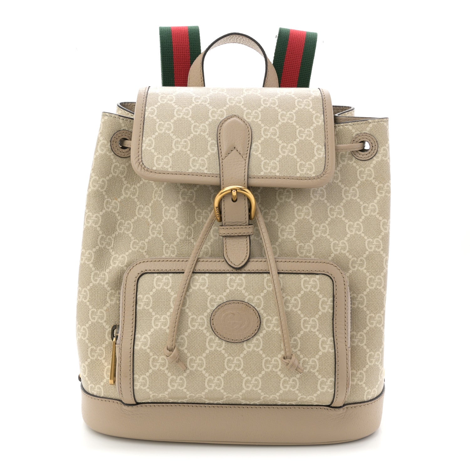 Gucci GG Supreme Monogram Azalea Calfskin Retro Interlocking G Buckle Backpack Beige Mystic White 1 of 11