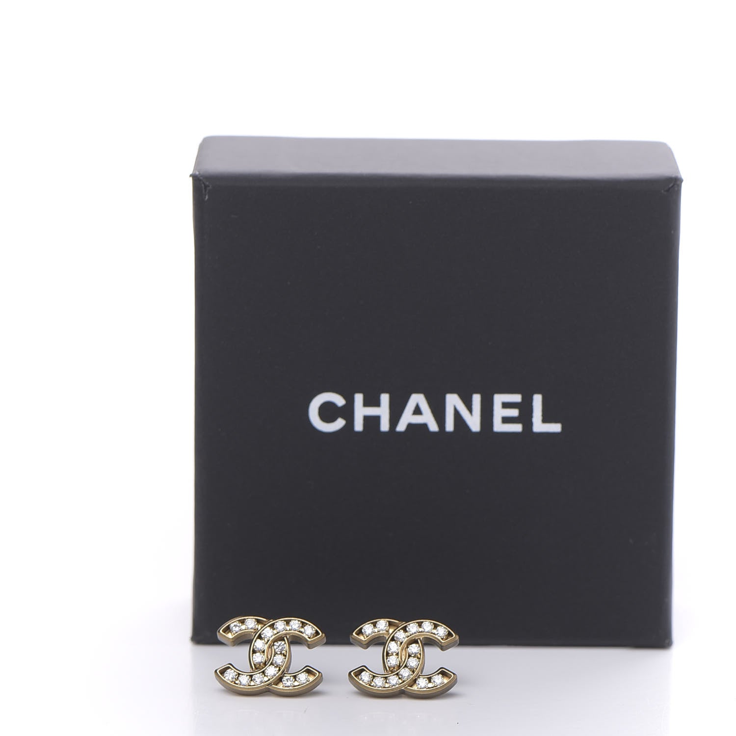 Chanel Crystal CC Earrings Gold 5 of 5