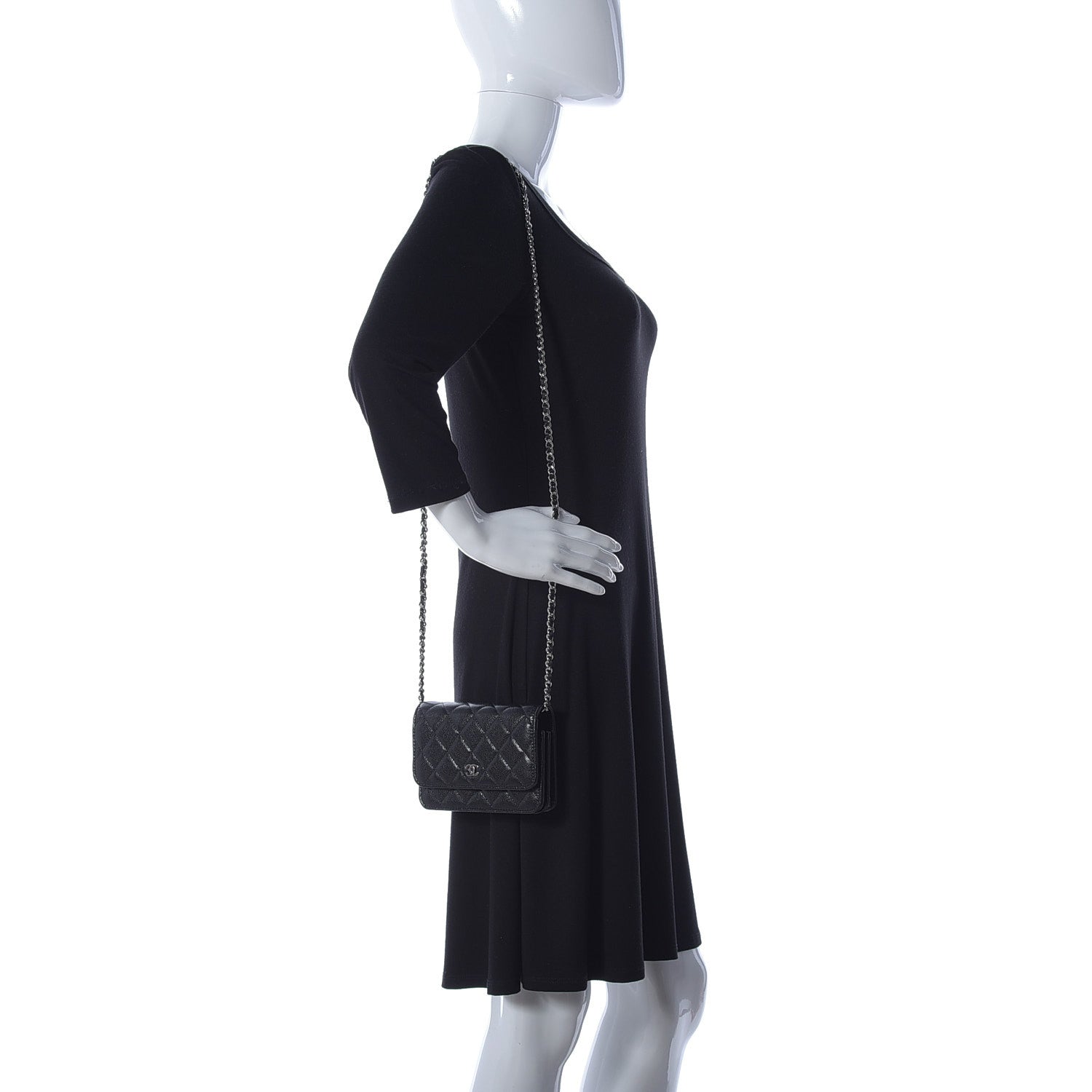 Chanel Caviar Quilted Mini Wallet On Chain WOC Black 3 of 9