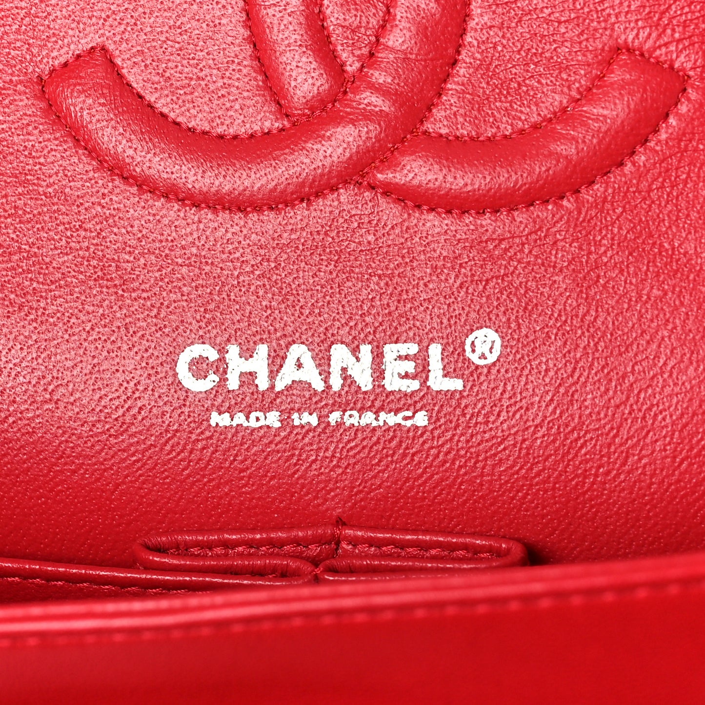 Lambskin Quilted Medium Double Flap Red