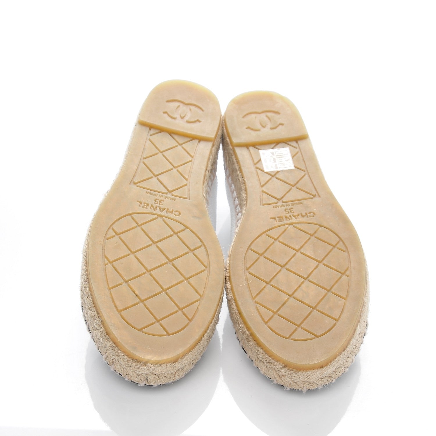 Chanel Grained Calfskin CC Espadrilles 35 White Black 5 of 8