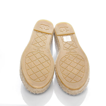 Chanel Grained Calfskin CC Espadrilles 35 White Black 5 of 8