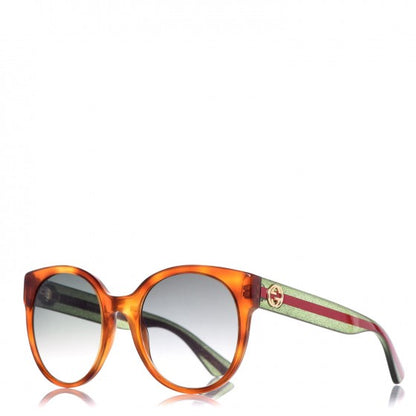 Gucci Round Eye GG Web Glitter GG0035S Sunglasses Tortoise 1 of 7