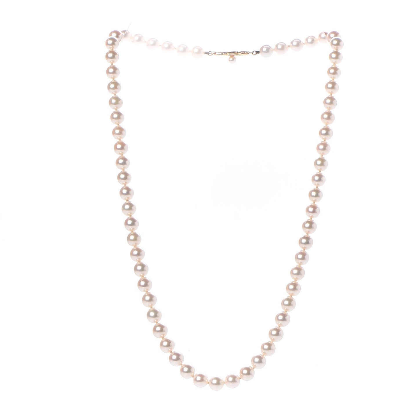 18K Yellow Gold Akoya Pearl 6.5-7mm Strand Necklace 18"