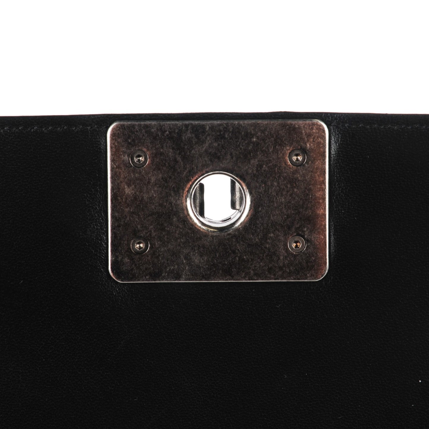 Lambskin Quilted Large Boy Flap Black