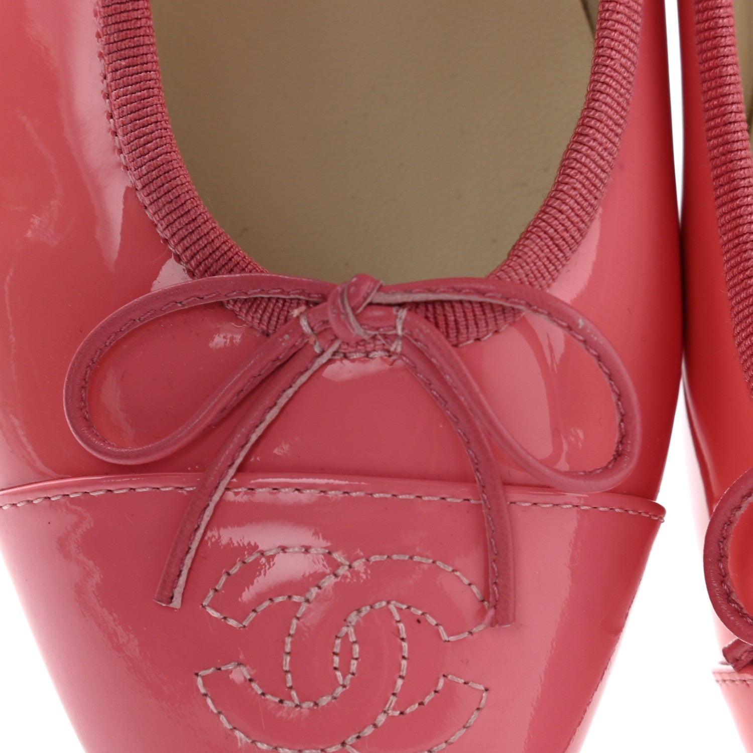 Chanel Patent CC Cap Toe Ballerina Flats 37 Light Pink 10 of 10