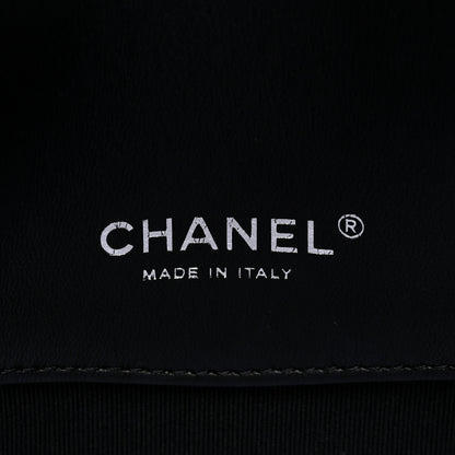 Chanel Printed Lambskin Logo CC Envelope Clutch With Chain Black White 6 of 10