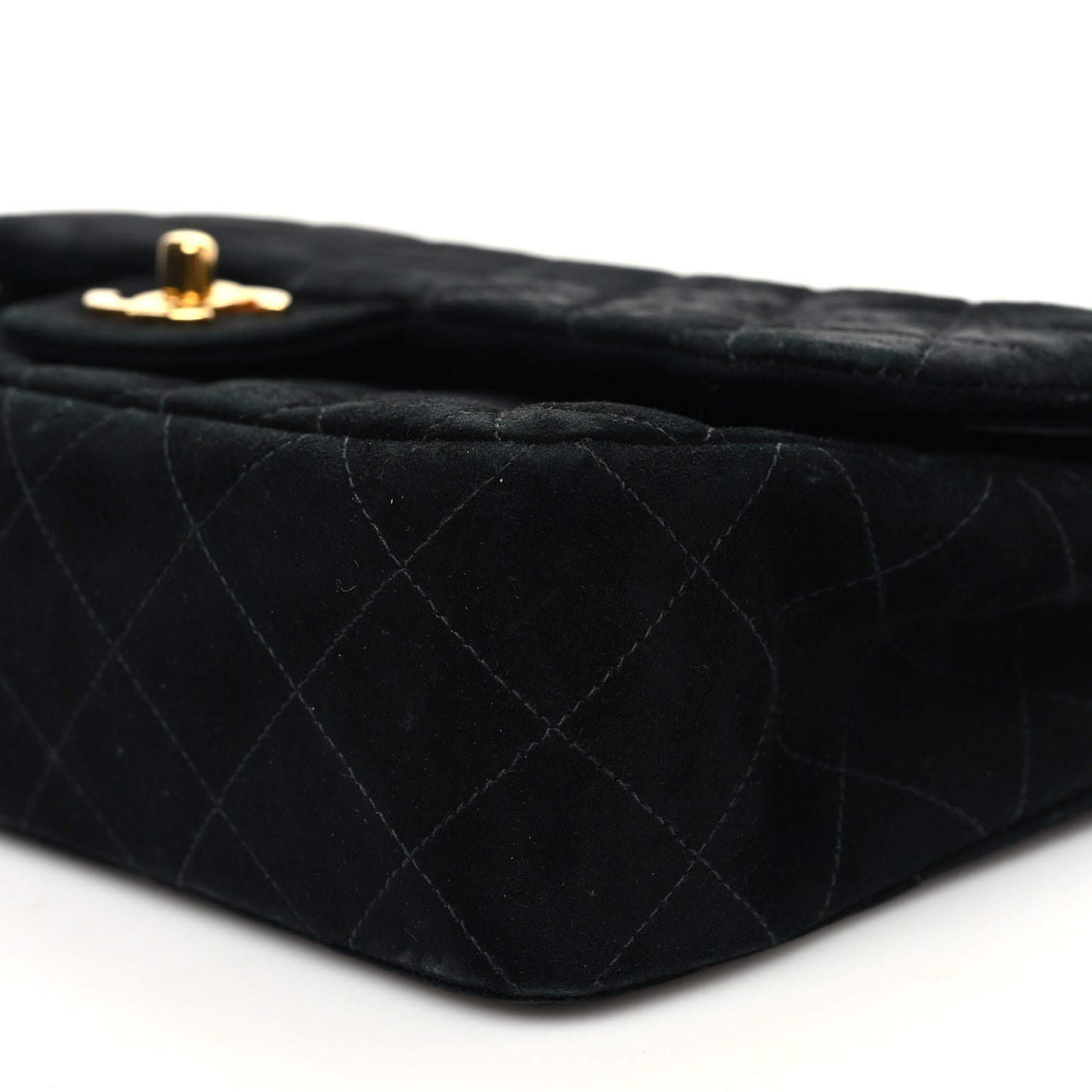 Velvet Quilted Medium Double Flap Black