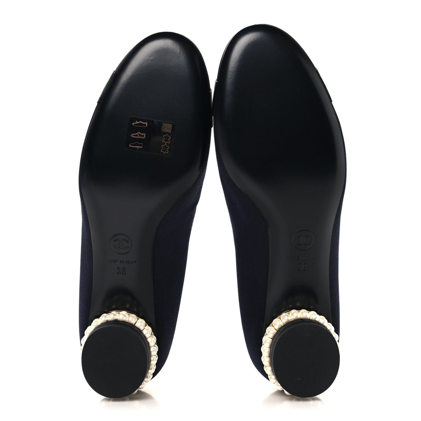 Satin Pearl Cap Toe Low Heel Pumps 38 Navy Blue Black