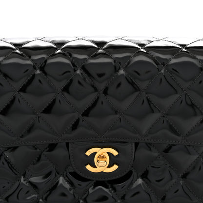 Chanel Patent Quilted Double Sided Shoulder Flap Bag Black 8 of 10
